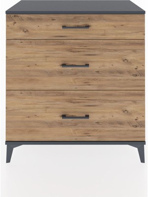 Hyperion Şifonyer 3 Çekmeceli 88X44X96 Antrasit-Çam