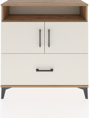 Arges Şifonyer 3 Raflı Tek Çekmeceli 2 Kapaklı 88X30X96 Çam-Aytaşı