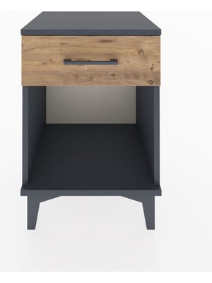 Hyperion Komodin Tek Çekmeceli 44X44X64 Antrasit-Çam