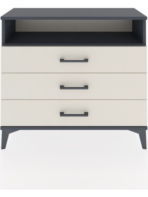 Arges Şifonyer Tek Raflı 3 Çekmeceli 88X30X80 Antrasit-Aytaşı