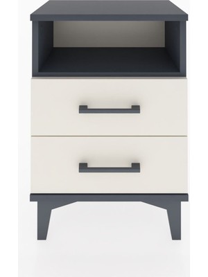 Arges Komodin Tek Raflı 2 Çekmeceli 44X30X64 Antrasit-Aytaşı