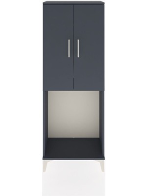 Arges Dolap Tek Raflı 2 Kapaklı Tek Askılı 60X30X163 Antrasit-Antrasit