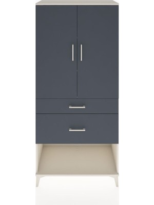 Hyperion Dolap 3 Raflı 2 Çekmeceli 2 Kapaklı 88X44X195 Aytaşı-Antrasit