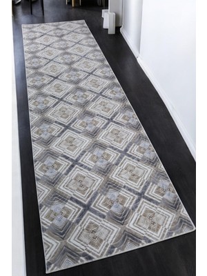 Kahverengi Kaymaz Tabanlı Kabartmalı Çok Amaçlı Yıkanabilir Halı