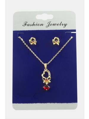 Kalp Fiyong Zirkon Taşlı Set Kolye