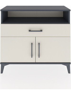 Arges Şifonyer 2 Raflı Tek Çekmeceli 2 Kapaklı 88X30X80 Antrasit-Aytaşı