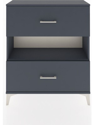 Arges Şifonyer Tek Raflı 2 Çekmeceli 88X30X106 Antrasit-Antrasit