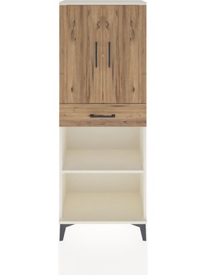 Arges Dolap 3 Raflı Tek Çekmeceli 2 Kapaklı 60X30X163 Aytaşı-Çam