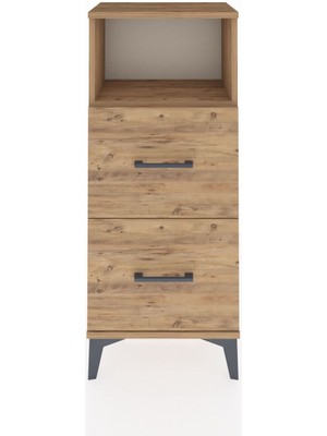 Arges Komodin Tek Raflı 2 Çekmeceli 44X30X106 Çam-Çam