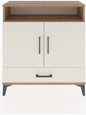 Arges Şifonyer 3 Raflı Tek Çekmeceli 2 Kapaklı 88X30X96 Çam-Aytaşı