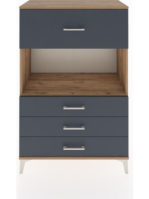Hyperion Dolap Tek Raflı 4 Çekmeceli 88X44X134 Çam-Antrasit