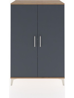 Hyperion Dolap 3 Raflı 2 Kapaklı 88X44X134 Çam-Antrasit