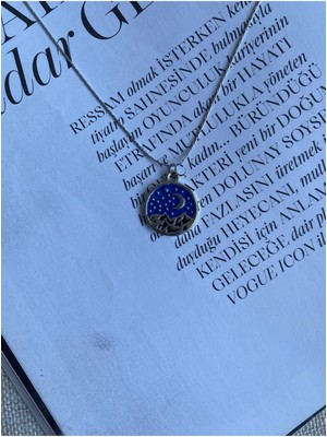 Kadın Silver Ay Kolye Kolye / Moon Light Şans Kolyesi