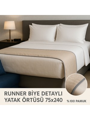 Runner Otel Yatak Örtüsü 75X240 cm – Şık Görünüm ve Dayanıklı Kumaş %100 Pamuk