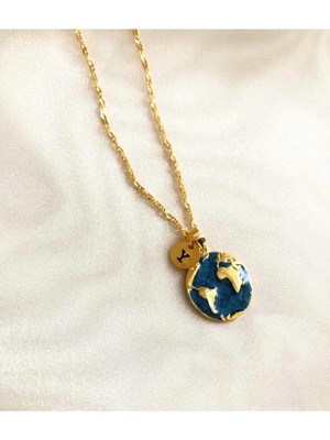 Dünya Y Harfli Gold Kolye