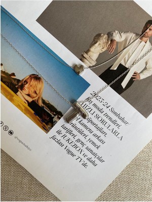 Rodyum Kaplama Kalp ve Harf Detaylı Set Kolye