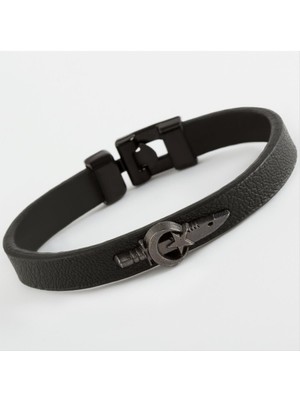 Ay Yıldız Hançer Kaliteli Suni Deri Bileklik