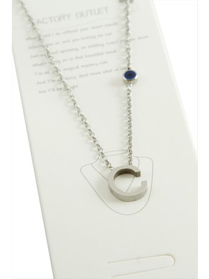 Gümüş Renkli Harfli Çelik Kolye