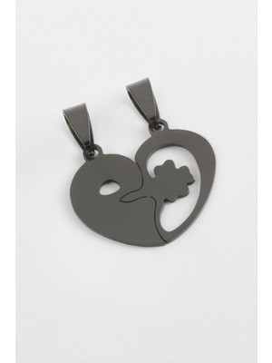 Kalp Isim Yazılabilir Çift Çelik Kolye Ucu 2,5 cm