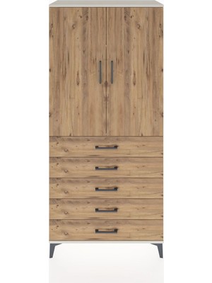 Hyperion Dolap 3 Raflı 5 Çekmeceli 2 Kapaklı 88X44X195 Aytaşı-Çam