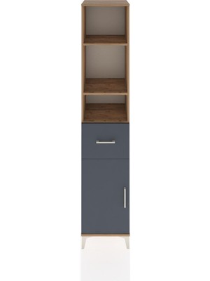 Hyperion Dolap 4 Raflı Tek Çekmeceli Tek Kapaklı 44X44X221 Çam-Antrasit