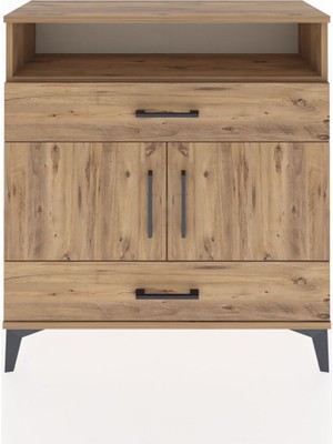 Arges Şifonyer 3 Raflı 2 Çekmeceli 2 Kapaklı 88X30X96 Çam-Çam