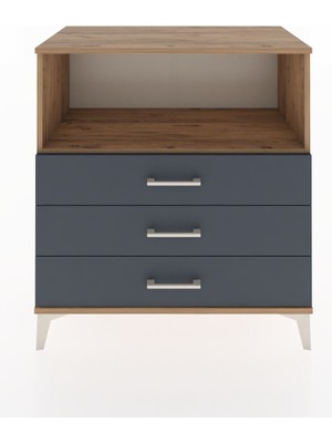 Hyperion Şifonyer Tek Raflı 3 Çekmeceli 88X44X96 Çam-Antrasit