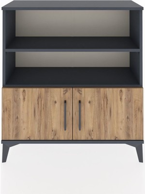 Arges Şifonyer 3 Raflı 2 Kapaklı 88X30X96 Antrasit-Çam