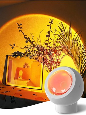 Beyaz Günbatımı Projeksiyon Lambası, Rahatlatıcı ve Şık Dekorasyon Ürünü