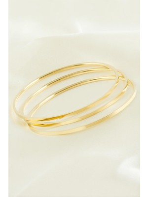 3 Adet Ajda Lüks Çelik Bilezik 65*2 mm