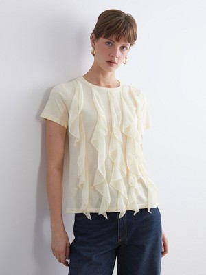 Lc Waikiki Yeni Sezon Bisiklet Yaka Fırfırlı Bluz