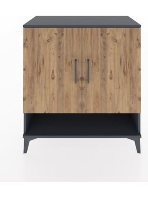 Hyperion Şifonyer 2 Raflı 2 Kapaklı 88X44X96 Antrasit-Çam