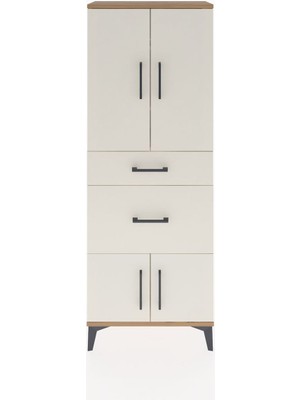 Arges Dolap 3 Raflı 2 Çekmeceli 4 Kapaklı 60X30X163 Çam-Aytaşı