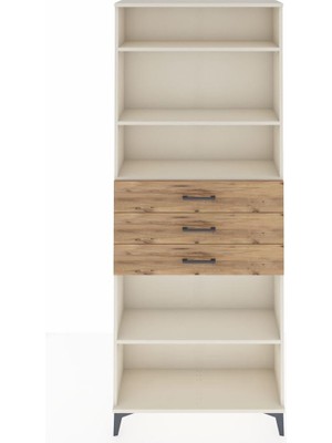 Arges Dolap 4 Raflı 3 Çekmeceli 88X30X221 Aytaşı-Çam