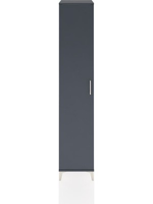 Hyperion Dolap 3 Raflı Tek Kapaklı 44X44X221 Antrasit-Antrasit