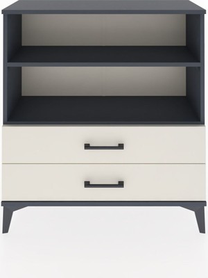 Arges Şifonyer 2 Raflı 2 Çekmeceli 88X30X96 Antrasit-Aytaşı