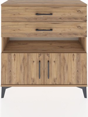 Arges Şifonyer 2 Raflı 2 Çekmeceli 2 Kapaklı 88X30X96 Çam-Çam