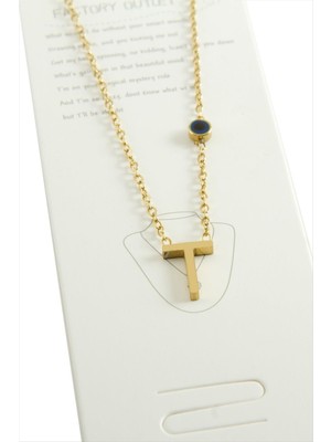 Sarı Renkli Harfli Çelik Kolye