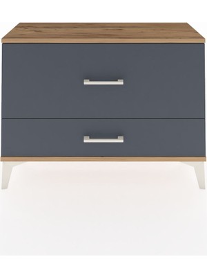 Arges Şifonyer 2 Çekmeceli 88X30X64 Çam-Antrasit