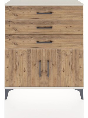 Arges Şifonyer Tek Raflı 3 Çekmeceli 2 Kapaklı 88X30X106 Aytaşı-Çam