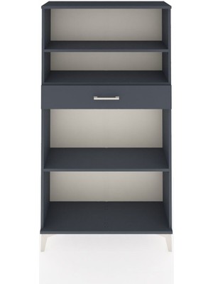 Arges Dolap 3 Raflı Tek Çekmeceli 88X30X163 Antrasit-Antrasit