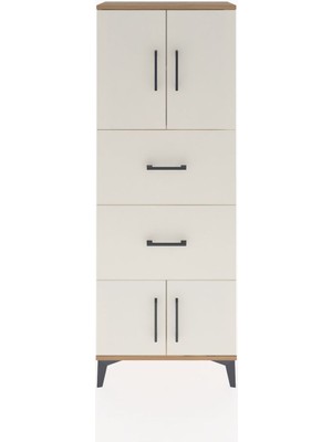 Arges Dolap 2 Raflı 2 Çekmeceli 4 Kapaklı 60X30X163 Çam-Aytaşı