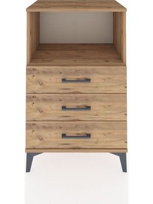 Hyperion Komodin Tek Raflı 3 Çekmeceli 60X44X96 Çam-Çam