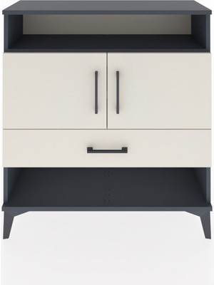 Arges Şifonyer 3 Raflı Tek Çekmeceli 2 Kapaklı 88X30X96 Antrasit-Aytaşı