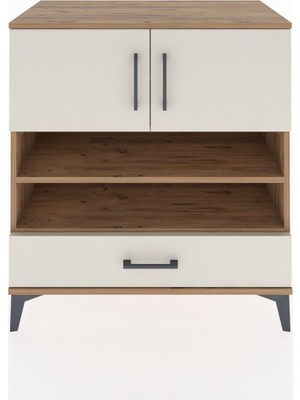 Hyperion Şifonyer 4 Raflı Tek Çekmeceli 2 Kapaklı 88X44X96 Çam-Aytaşı