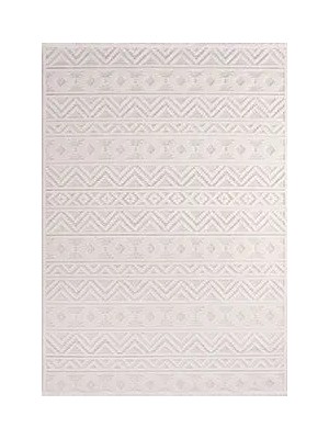 Aren Halı Vetere Geometrik Krem Iskandinav Desenli Polyester Makine Halısı