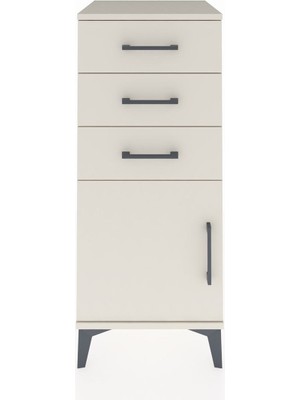 Hyperion Komodin Tek Raflı 3 Çekmeceli Tek Kapaklı 44X44X106 Aytaşı-Aytaşı