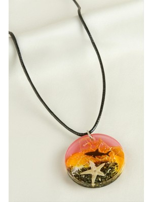 Köpek Balığı Gün Batımı Epoksi Kolye