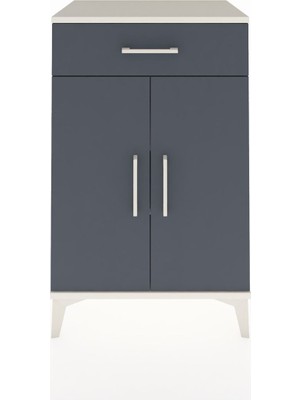 Hyperion Komodin 2 Raflı Tek Çekmeceli 2 Kapaklı 60X44X96 Aytaşı-Antrasit