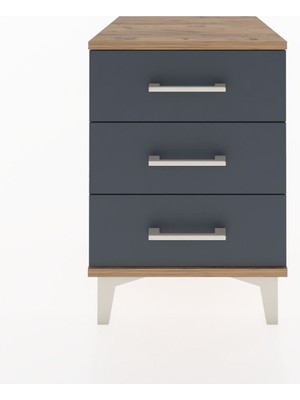 Hyperion Komodin 3 Çekmeceli 44X44X64 Çam-Antrasit